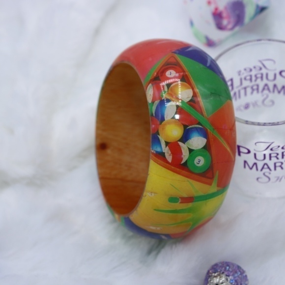 Billiard Bowling Wood Bracelet w/ Images - Picture 2 of 4
